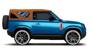 Land Rover Defender convertible - blue roof up