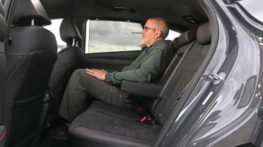 Auto Express senior road test editor Dean Gibson sitting in the Hyundai Tucson's rear seat
