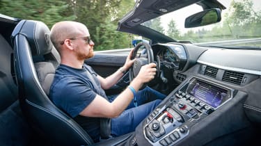 Alex Ingram driving Lamborghini Aventador Roadster