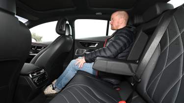 Mercedes EQE 350 - rear seats, featuring Alex Ingram