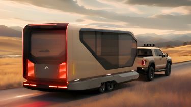 Ford pick-up towing Pininfarina AI Transformer Home Trailer 