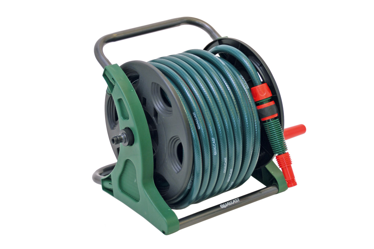 Qualcast 2in1 Hose Reel with Connector Set Auto Express