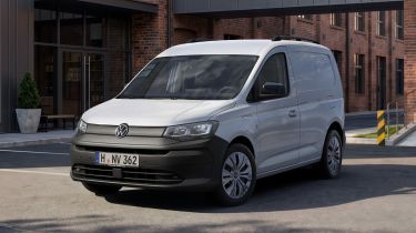 Volkswagen Caddy van - white front 3/4