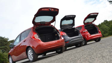 Ford Fiesta, Nissan Note, Honda Jazz hatchback 2013 boot