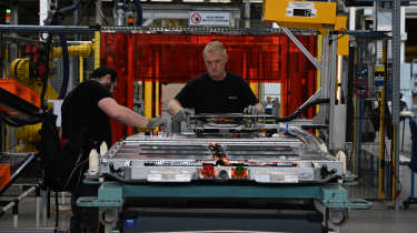 Technician&#039;s working on Renault&#039;s electric car production line