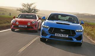 Alpine A110 and Ford Mustang - front tracking