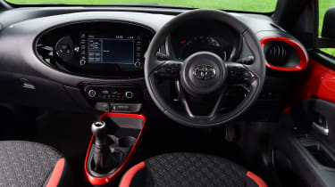 Toyota Aygo X vs Hyundai i10 vs Fiat 500 group test - Toyota Aygo X interior