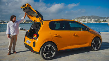 Jordan Katsianis looking in the boot of the Renault Twingo