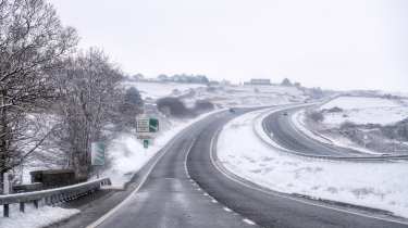 A-road covered in ice and snow