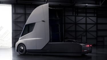 Tesla lorry - electric truck revealed - grey rear quarter