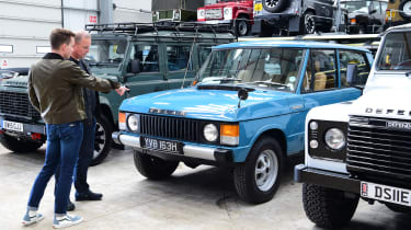 Auto Express editor-in-chief Steve Fowler being shown a first-generation Range Rover