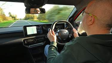 Auto Express senior test editor Dean Gibson driving the Nissan Micra
