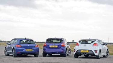 VW Scirocco vs Ford Focus ST and Hyundai Veloster