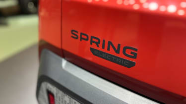 Dacia Spring on Geneva Motor Show stand - &#039;Spring&#039; tailgate badge