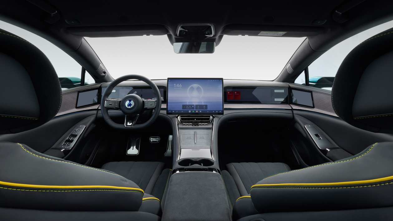 Denza Z9GT interior with large central display and full-width dashboard layout