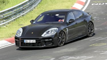 2024 Porsche Panamera at Nurburgring (camouflaged) - front cornering