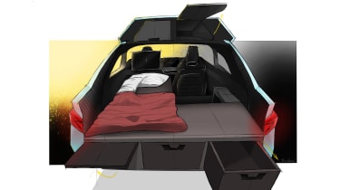 Skoda Enyaq iv camper - bed setup sketch