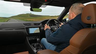 Steve Sutcliffe driving the Skoda Superb Sleeper Edition