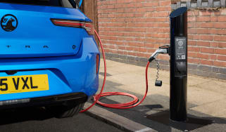 Vauxhall Astra Electric connected to roadside charger