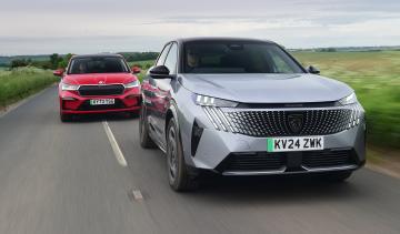 Peugeot E-3008 and Skoda Enyaq Coupe - front tracking