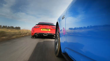 Alpine A110 and Ford Mustang - rear tracking