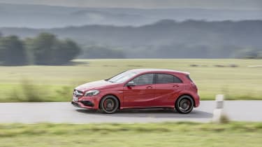 Mercedes-AMG A45 2015 red side tracking