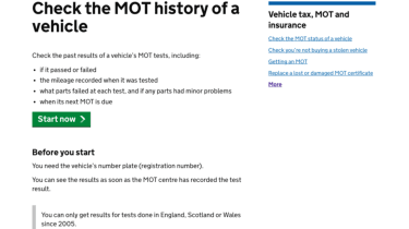 MoT history checking - webpage