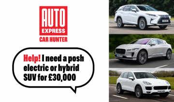 Auto Express Car Hunter graphic - &#039;Help! I need a posh electric or hybrid SUV for £30,000&#039;