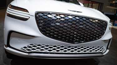 Genesis Electrified GV70 on display at New York Auto Show - front grille