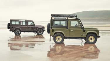 Land Rover Defender V8 90 by Works Bespoke - two cars side static