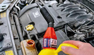 Sealey F12 Clip-On Funnel in use