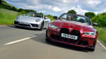 Porsche 911 Cabriolet and BMW M4 Convertible - side-by-side front tracking