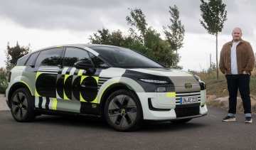 Ellis Hyde with the Audi A2 e-tron prototype