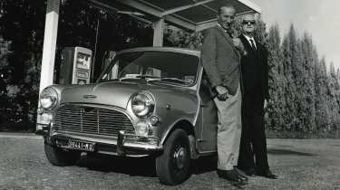 Super Mini Coopers - Enzo Ferrari stood next to his Mini Cooper 1100 S 