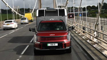 EV tow test - Kia front end on bridge