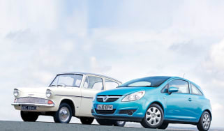 Ford Anglia and Vauxhall Corsa