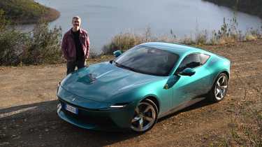 Auto Express deputy editor Richard Ingram standing next to the Ferrari Amalfi