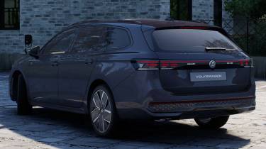 Volkswagen Passat eHybrid Black Edition rear 3/4 in blue
