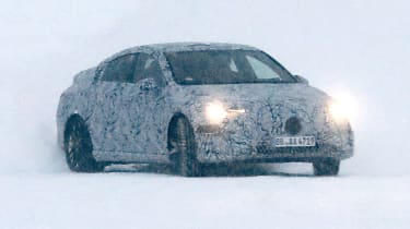 New Mercedes-AMG CLA saloon (camouflaged) - front cornering