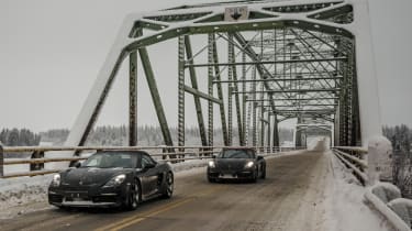 Porsche 718 Boxster and Cayman development drive front tracking 2
