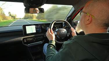 Auto Express senior test editor Dean Gibson driving the Nissan Micra