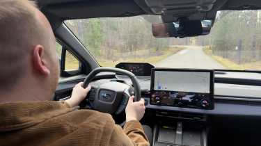 Ellis Hyde driving the Subaru E-Outback