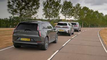 BMW iX3 vs Mercedes GLC vs Volvo EX60 - rear tracking 