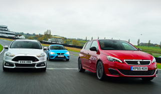 Peugeot 308 GTi vs Ford Focus ST Mountune vs SEAT Leon Cupra