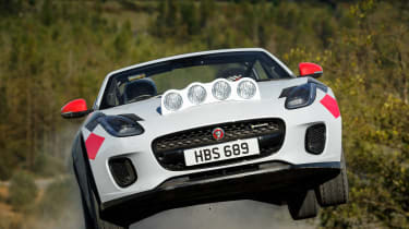 Jaguar F-Type rally car - full front jump