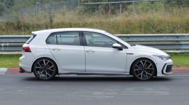 2024 Volkswagen Golf GTI testing at the Nurburgring - side action