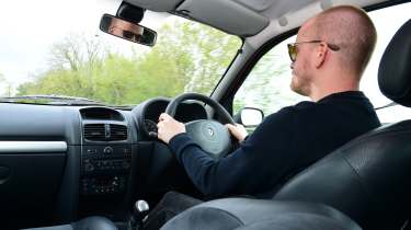 Auto Express chief reviewer Alex Ingram driving the RenaultSport Clio 172