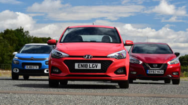 Hyundai i20 vs Citroen C3 vs Nissan Micra - head-to-head