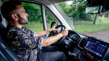 Charlie Harvey driving the Toyota Proace Max