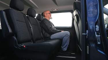 Dean Gibson sat in the Mercedes Vito Tourer